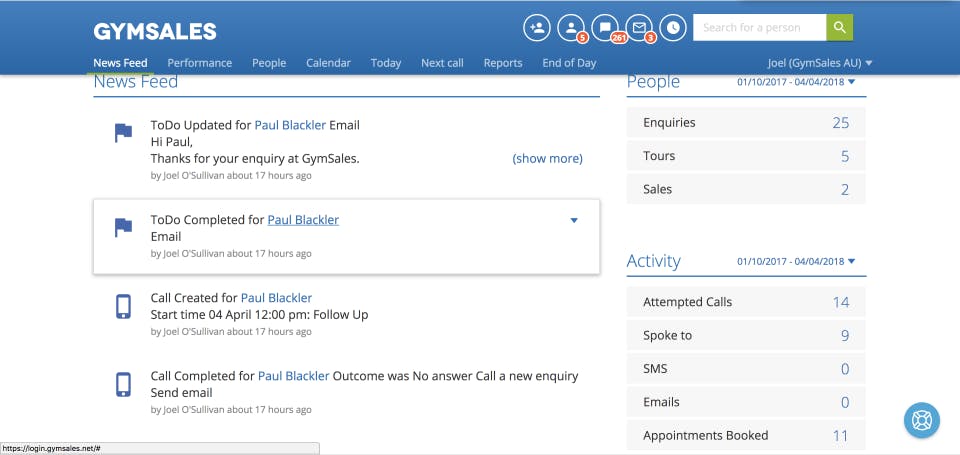 Gymsales CRM Screenshot 4