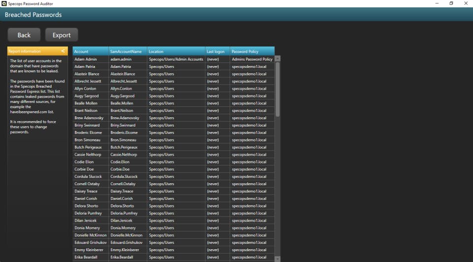 Specops Password Auditor Screenshot 3