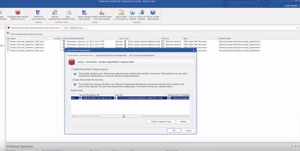 Veriato RansomSafe Screenshot 3