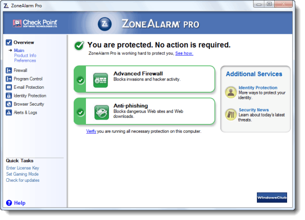 ZoneAlarm Pro Screenshot 1