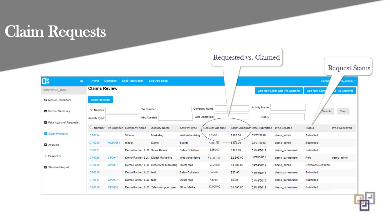 Co-Op MDF Management Screenshot 2