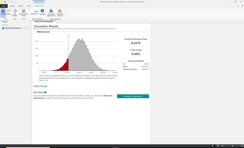 Minitab Workspace Screenshot 1