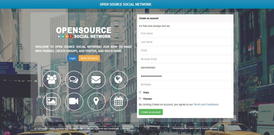 Open Source Social Network Screenshot 1