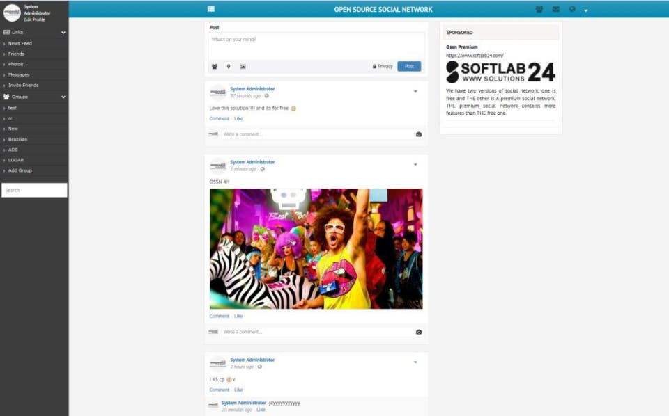 Open Source Social Network Screenshot 2