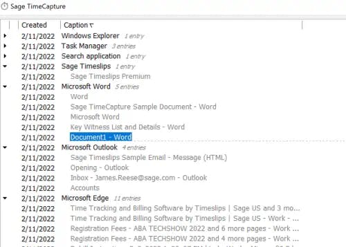 Sage Timeslips Screenshot 2