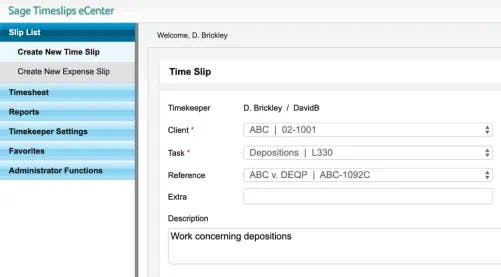 Sage Timeslips Screenshot 3