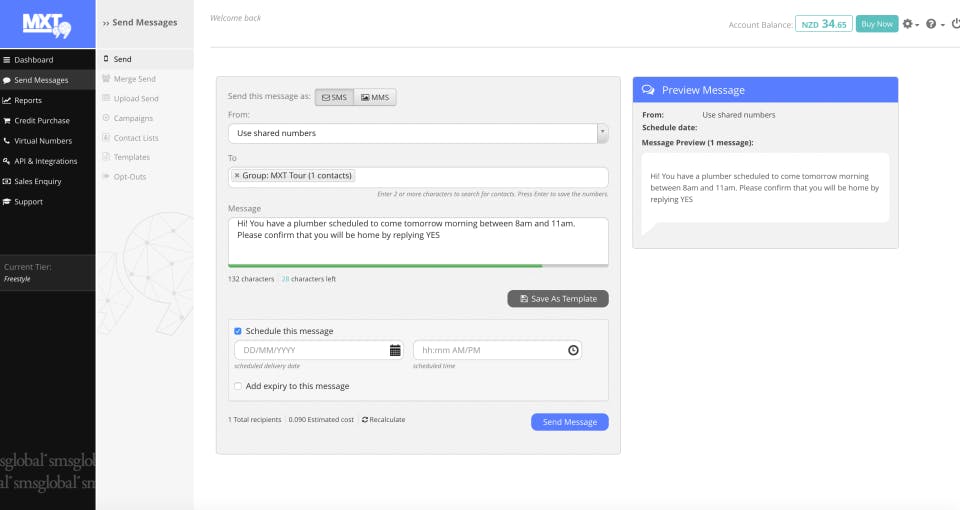 SMSGlobal Screenshot 2