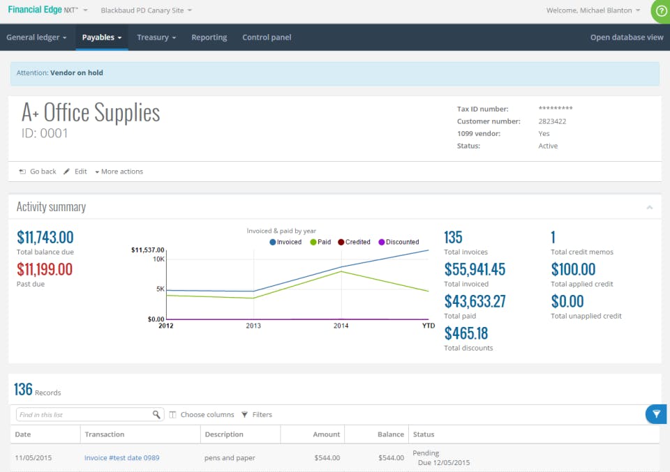 Blackbaud Financial Edge NXT Screenshot 2