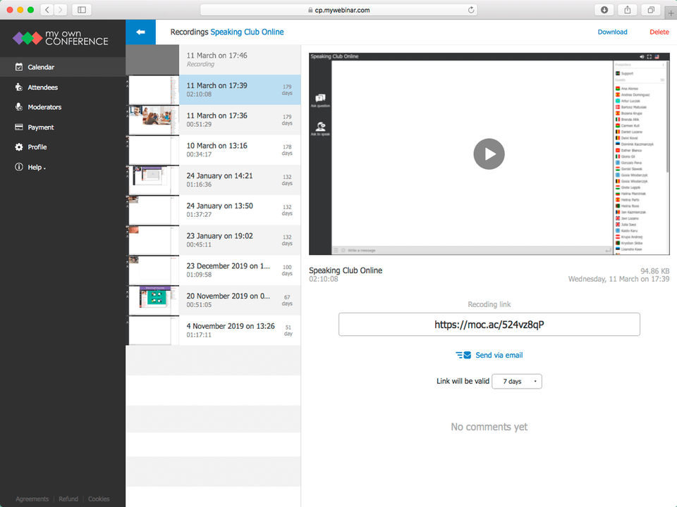 MyOwnConference Screenshot 1