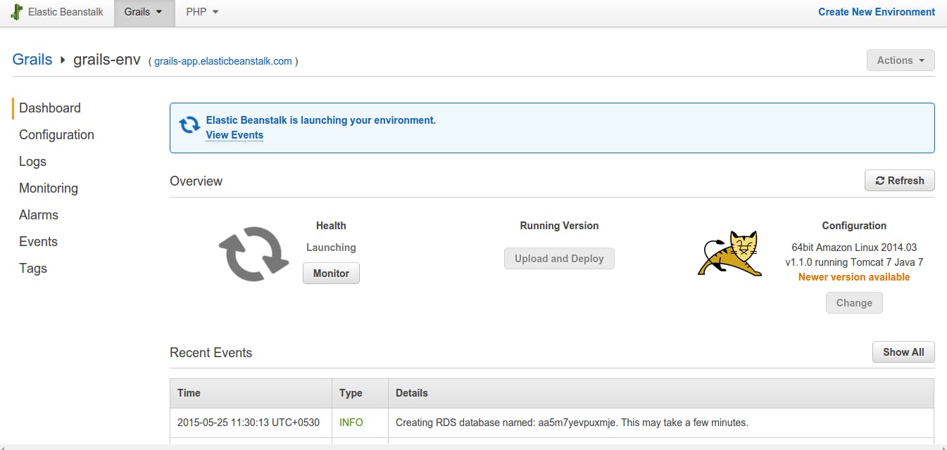 AWS Elastic Beanstalk Screenshot 1