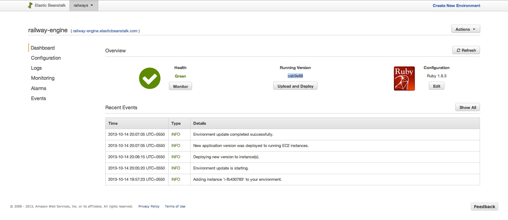 AWS Elastic Beanstalk Screenshot 2