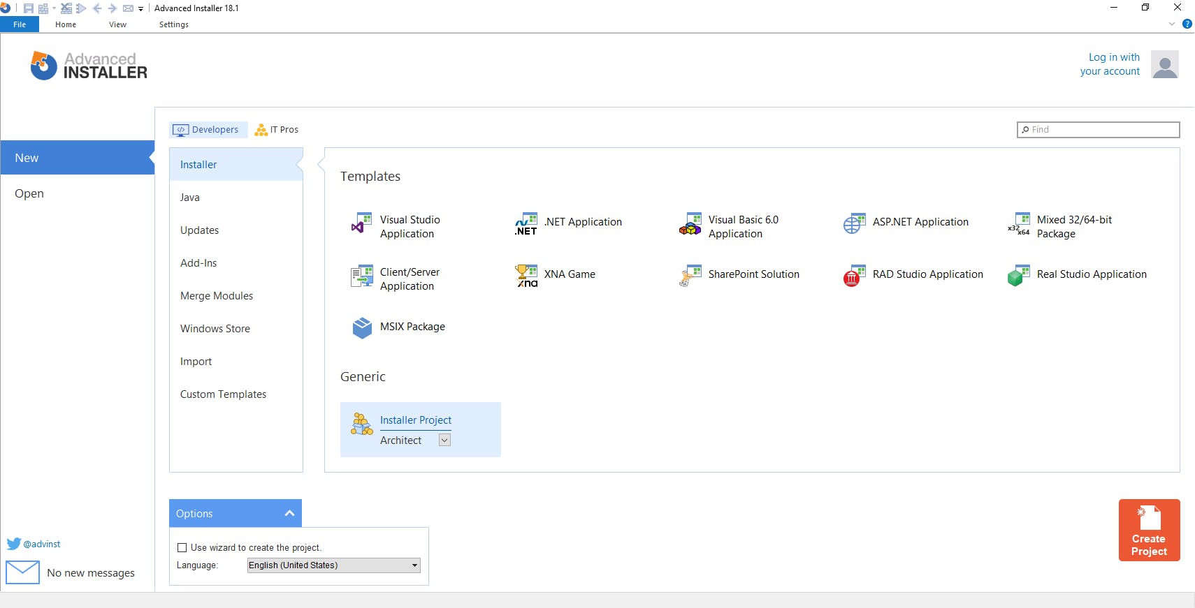 Advanced Installer Screenshot 1