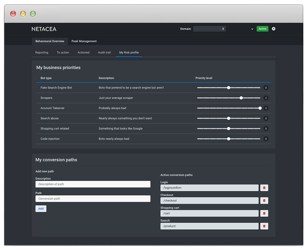 Netacea Bot Management Screenshot 1
