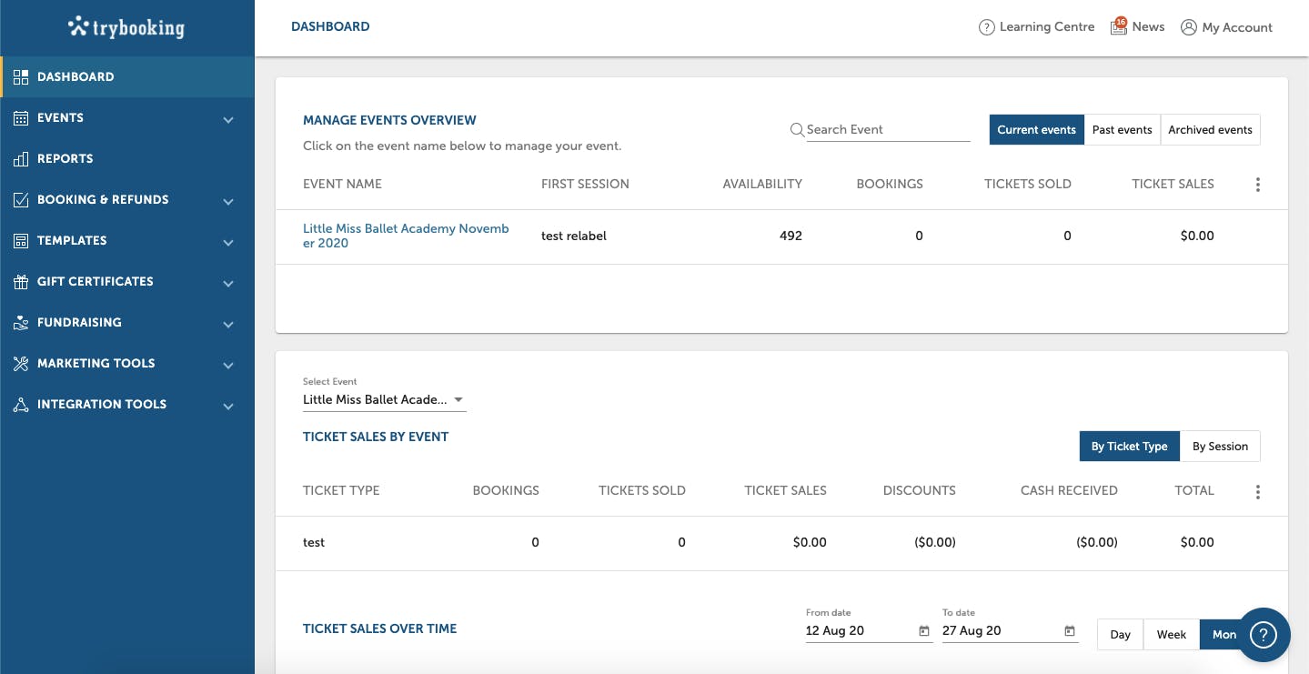 TryBooking Screenshot 1