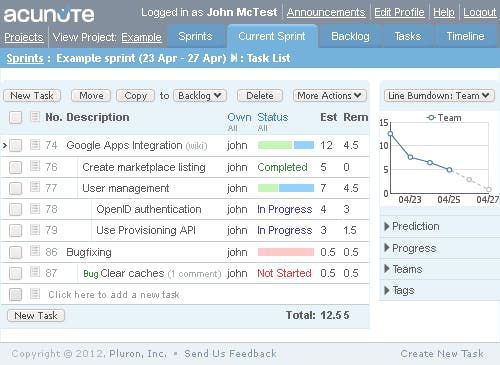 Acunote Screenshot 1