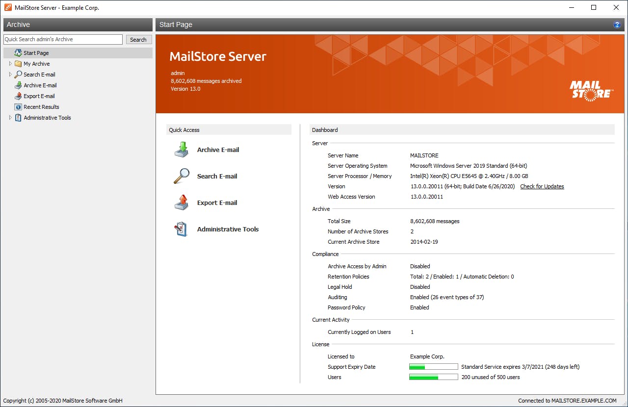 MailStore Server Screenshot 1