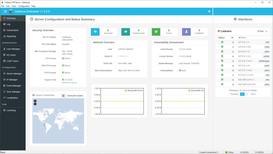 Cerberus FTP Server Screenshot 1