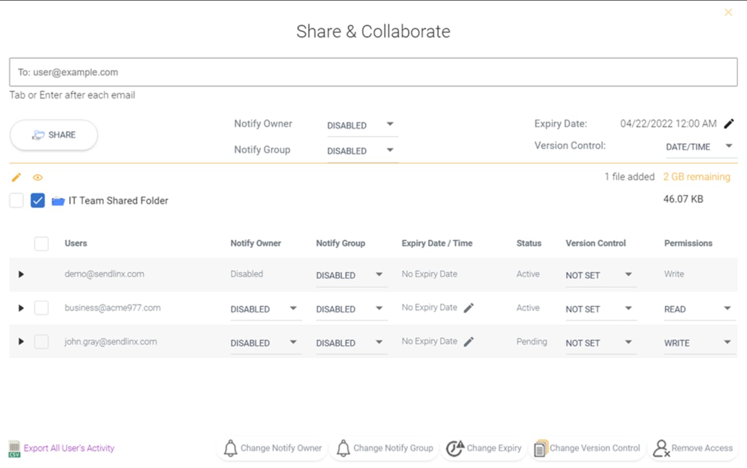 Sendlinx Screenshot 1