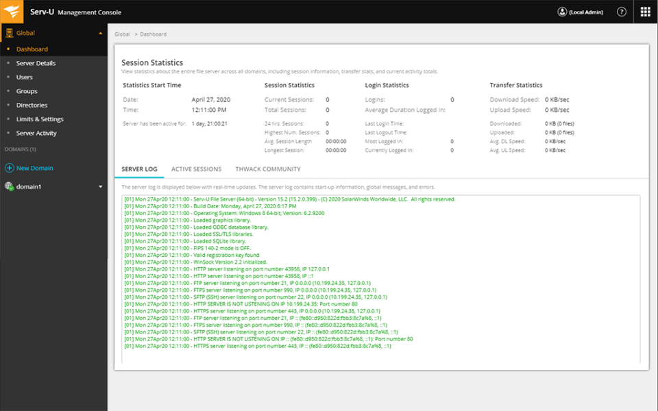 Serv-U FTP Server Screenshot 1