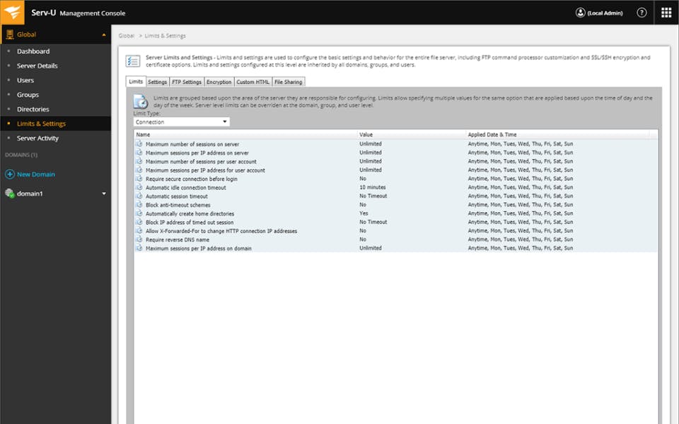 Serv-U FTP Server Screenshot 4