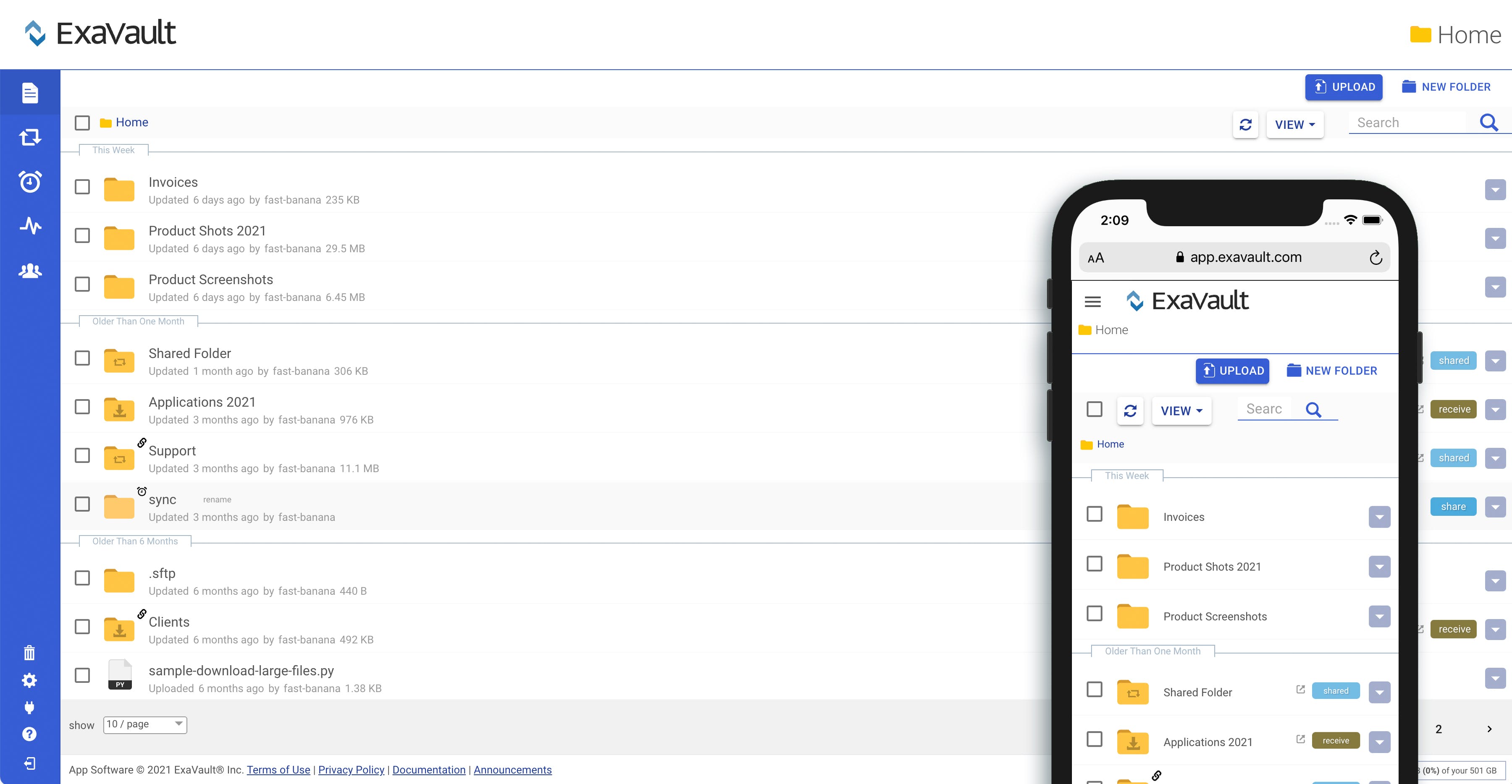 ExaVault Cloud FTP Screenshot 1