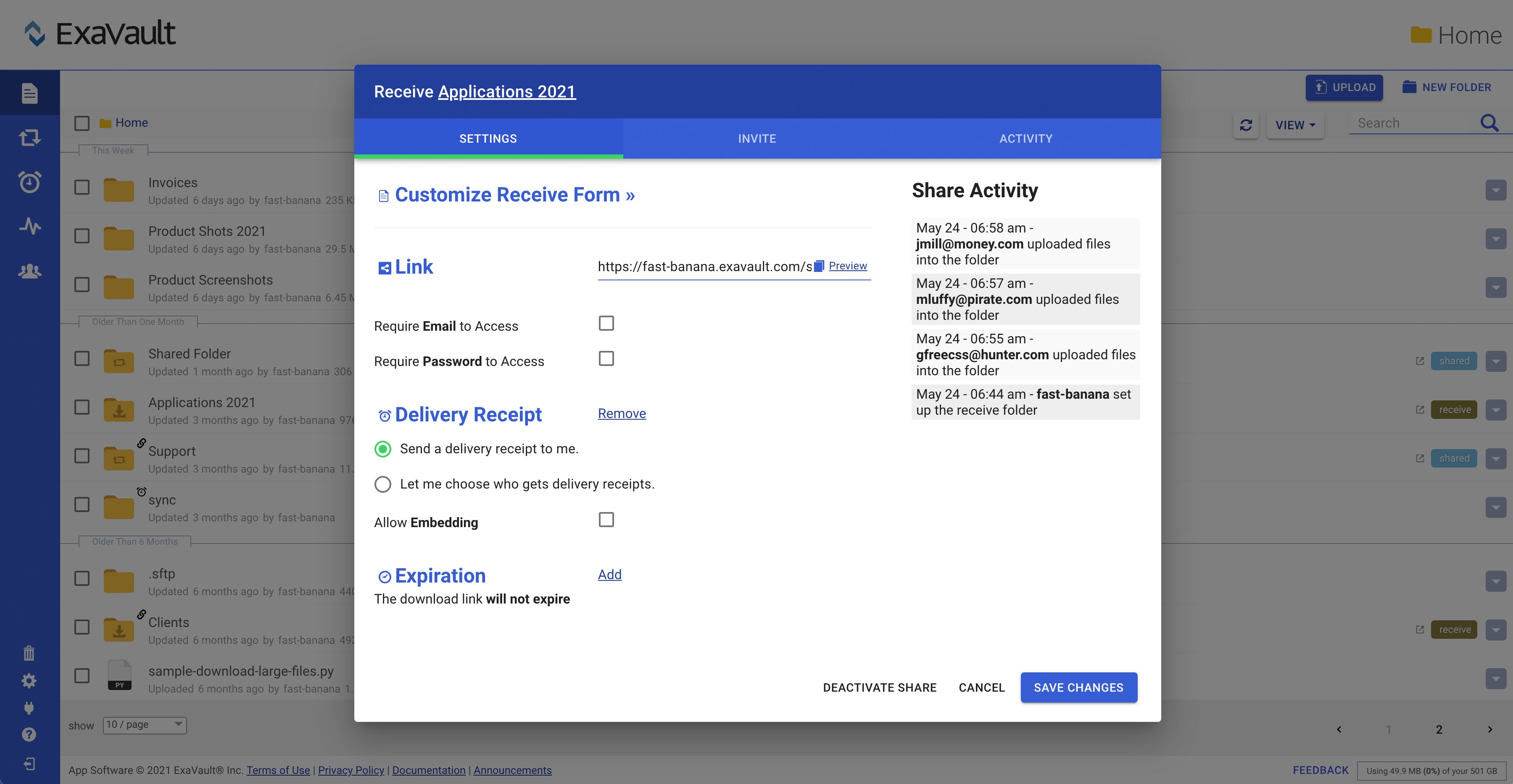 ExaVault Cloud FTP Screenshot 2