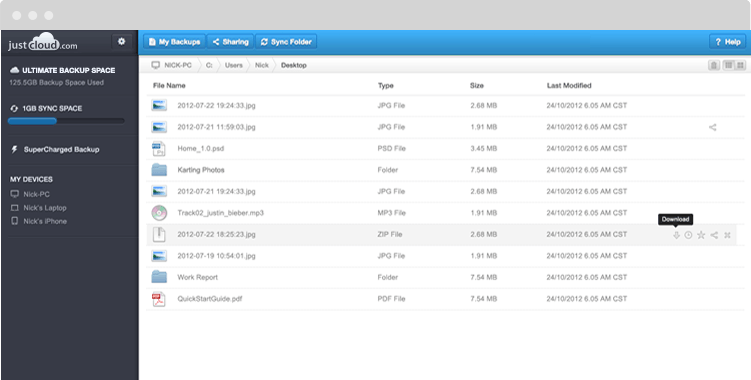 JustCloud Screenshot 2