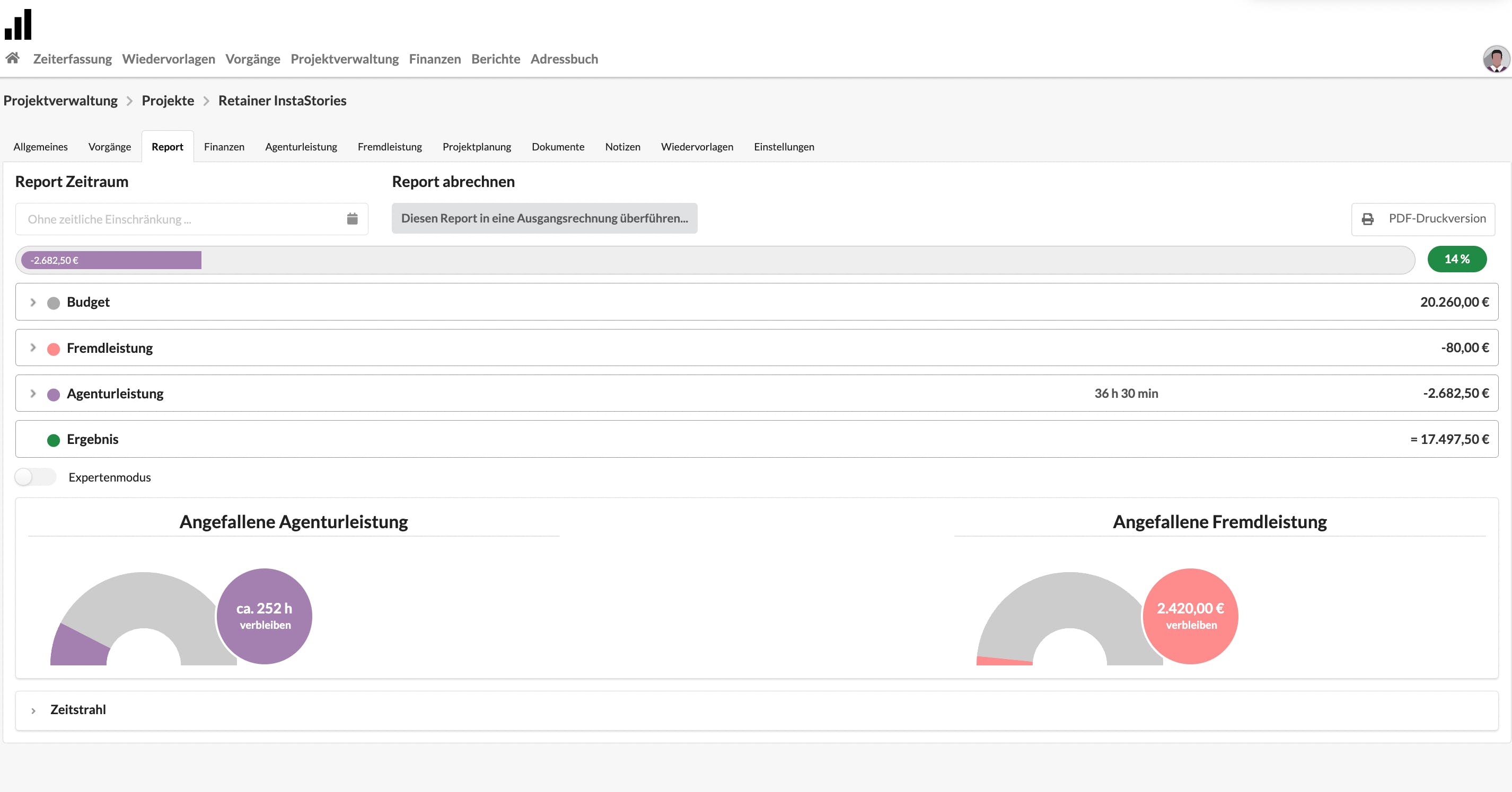 Die Agenturverwaltung Screenshot 2