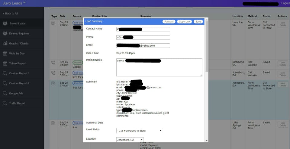 Juvo Leads Call Tracking Screenshot 2