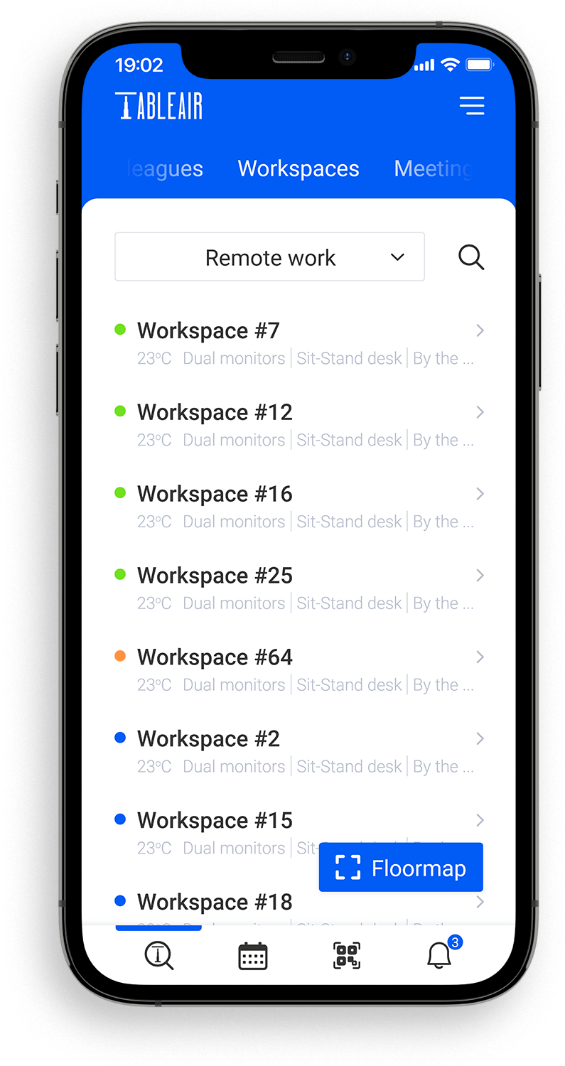 TableAir Remote Work Booking Screenshot 1