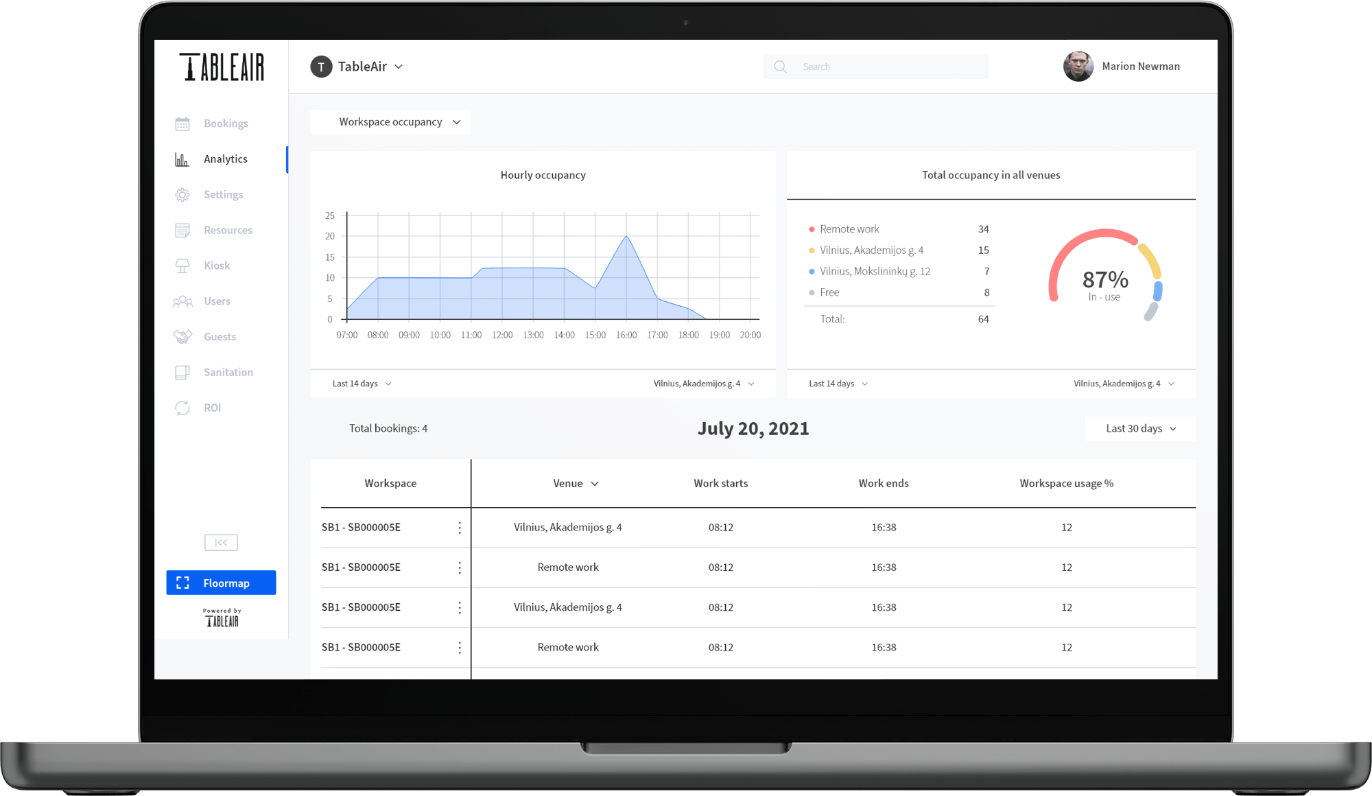 TableAir Remote Work Booking Screenshot 3