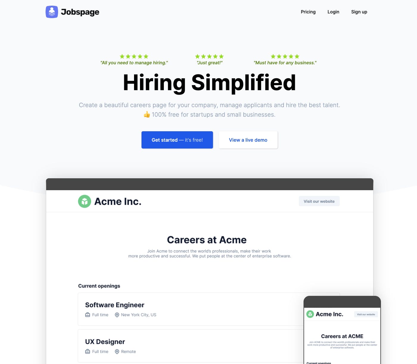 Jobspage Screenshot 1