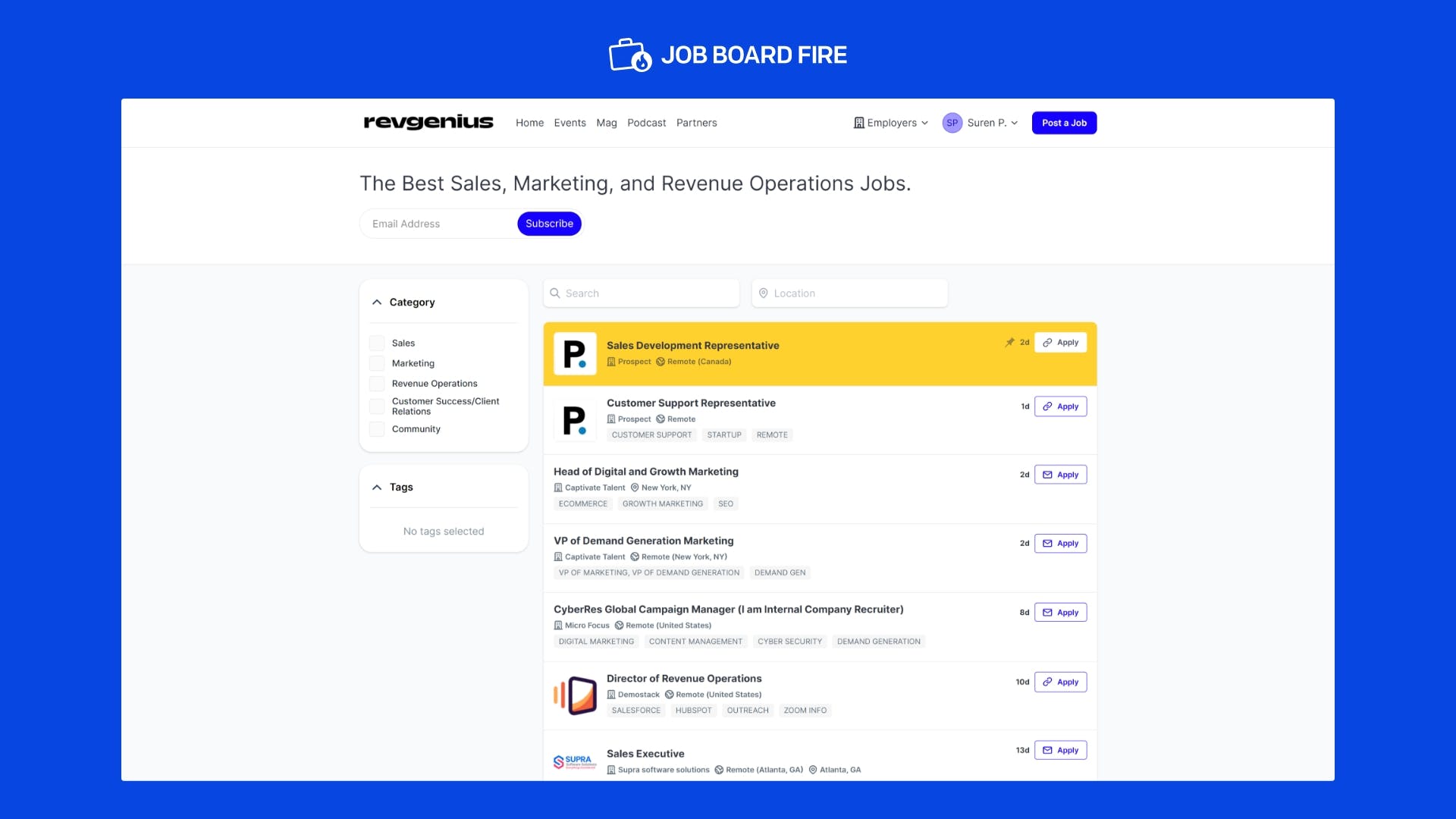 Job Board Fire Screenshot 1