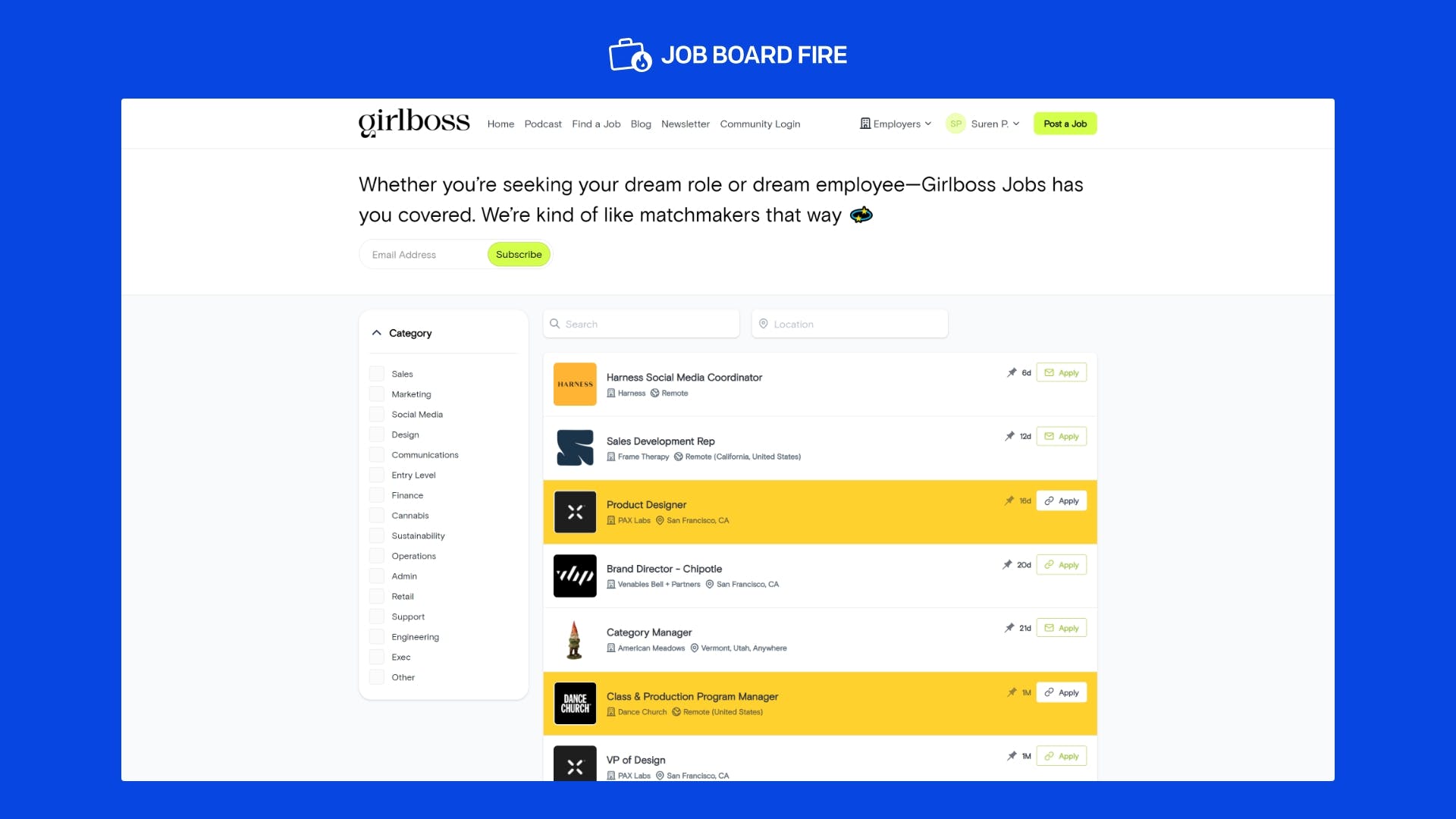 Job Board Fire Screenshot 2