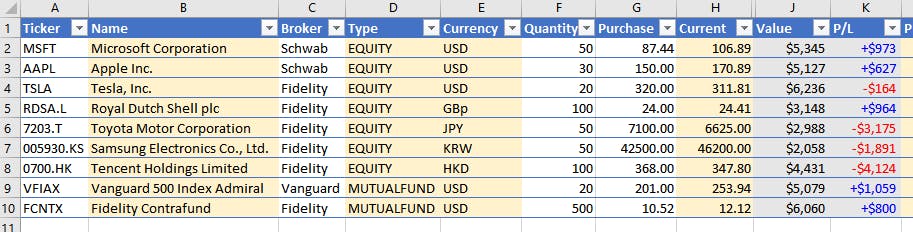 Excel Price Feed Screenshot 2