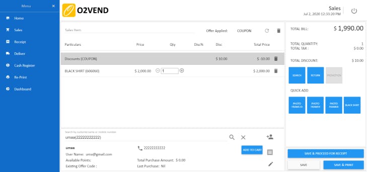 O2VEND Screenshot 3