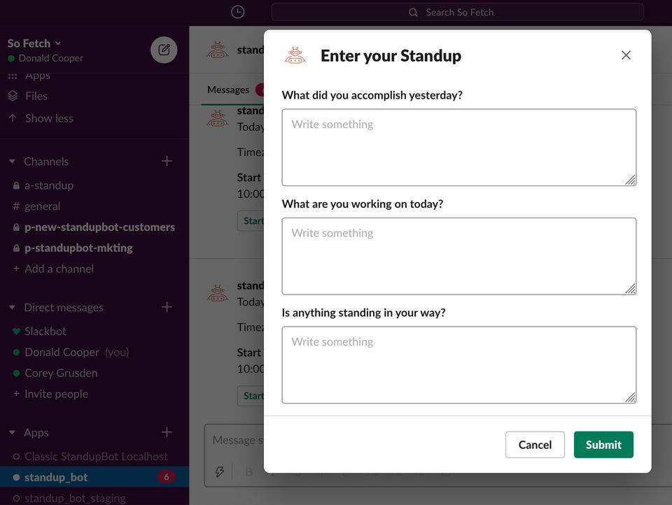 Standup Bot Screenshot 3