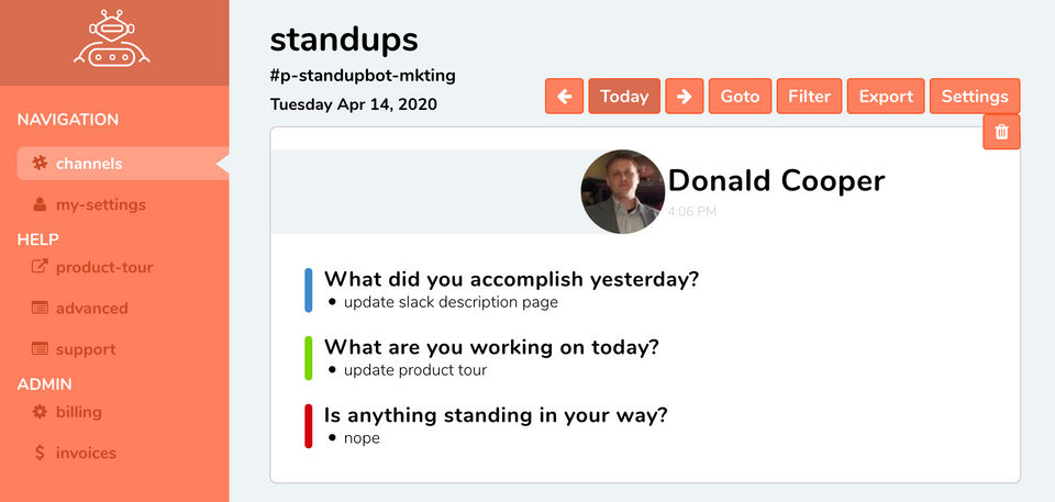Standup Bot Screenshot 4