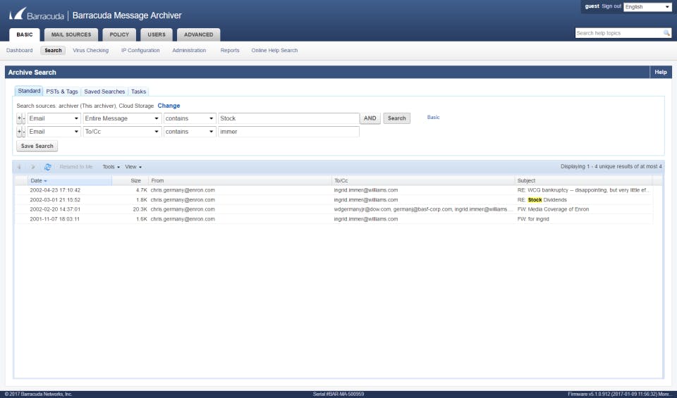 Barracuda Message Archiver Screenshot 2