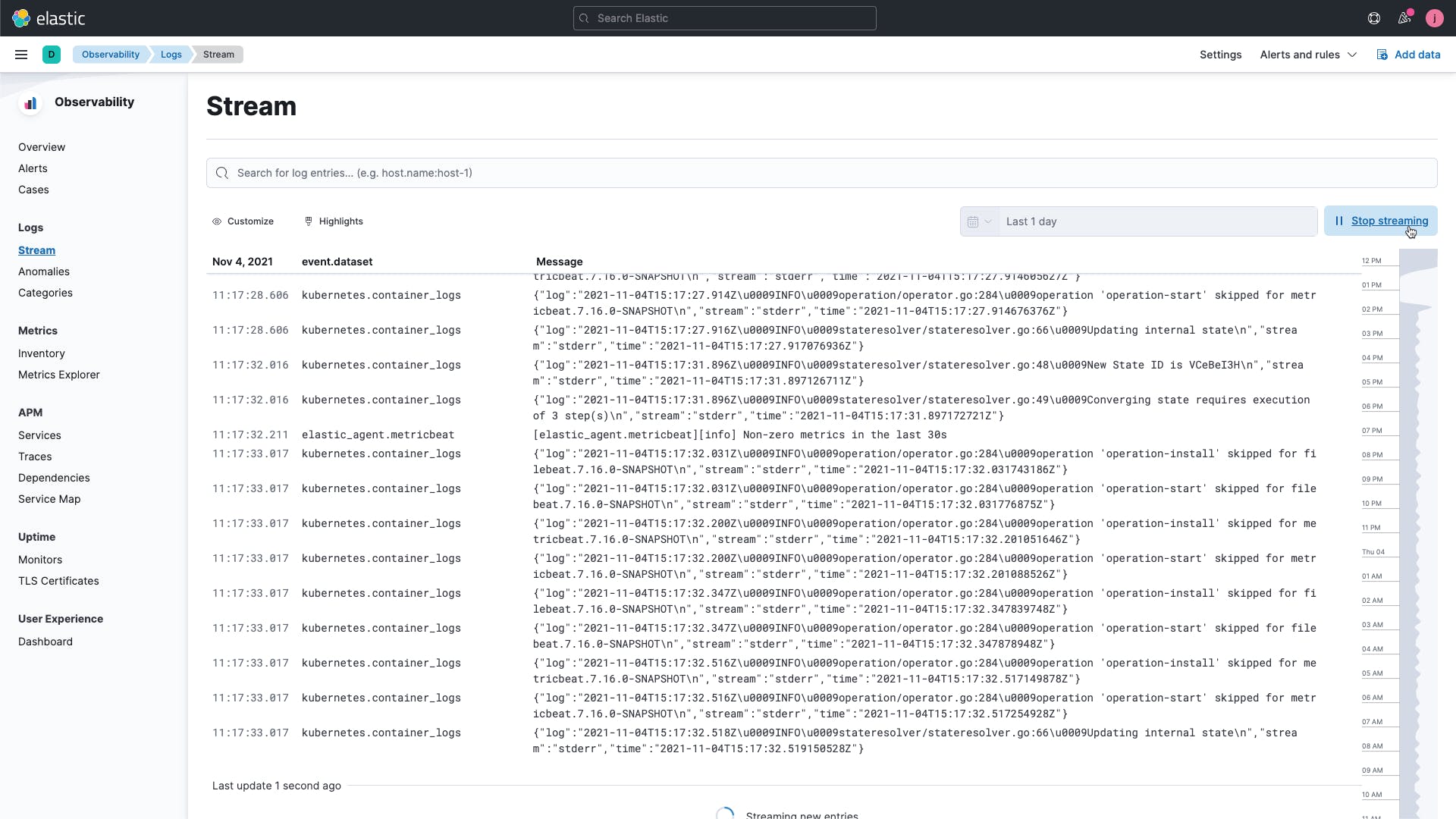 Elastic Observability Screenshot 2
