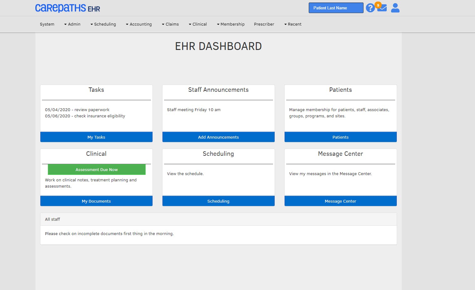 CarePaths EHR Screenshot 1