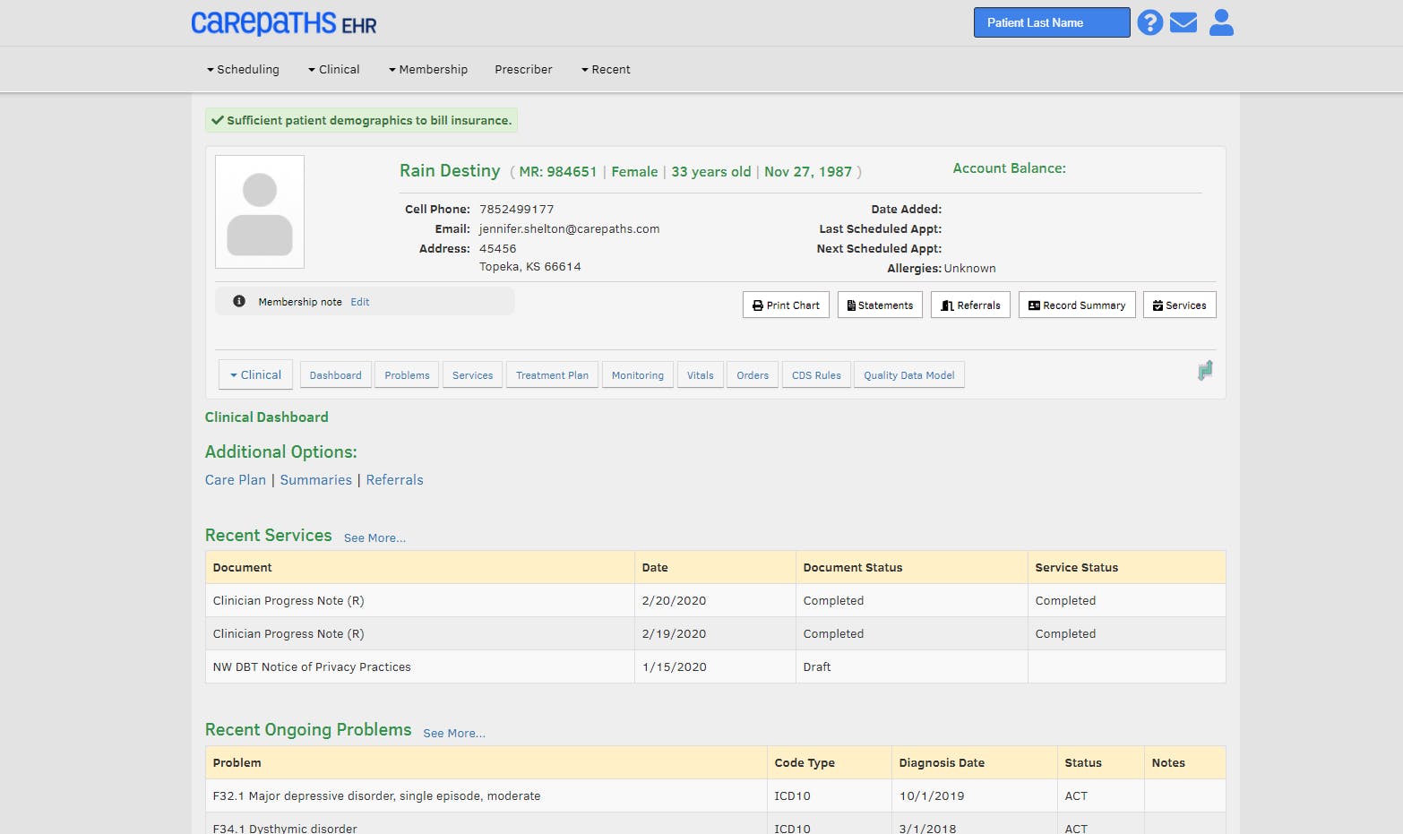 CarePaths EHR Screenshot 2