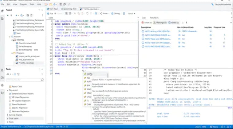 SAS Enterprise Guide Screenshot 3