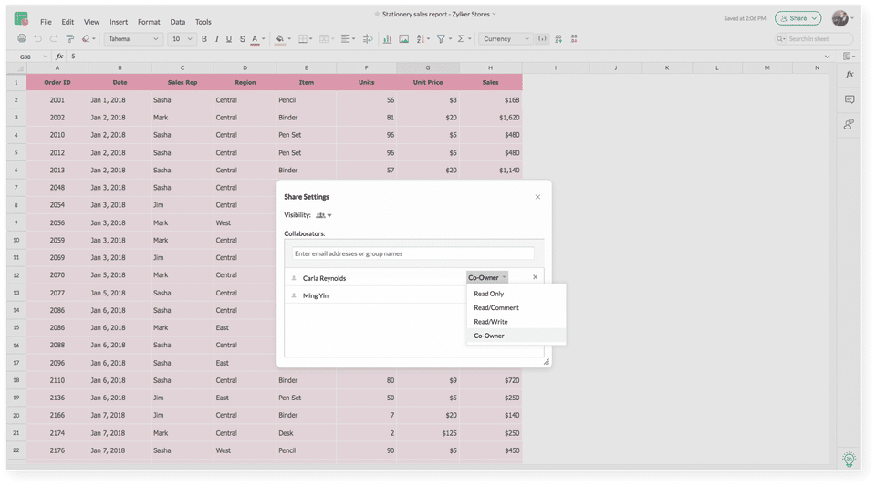 Zoho Sheet Screenshot 1