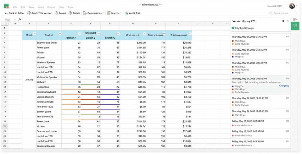 Zoho Sheet Screenshot 3