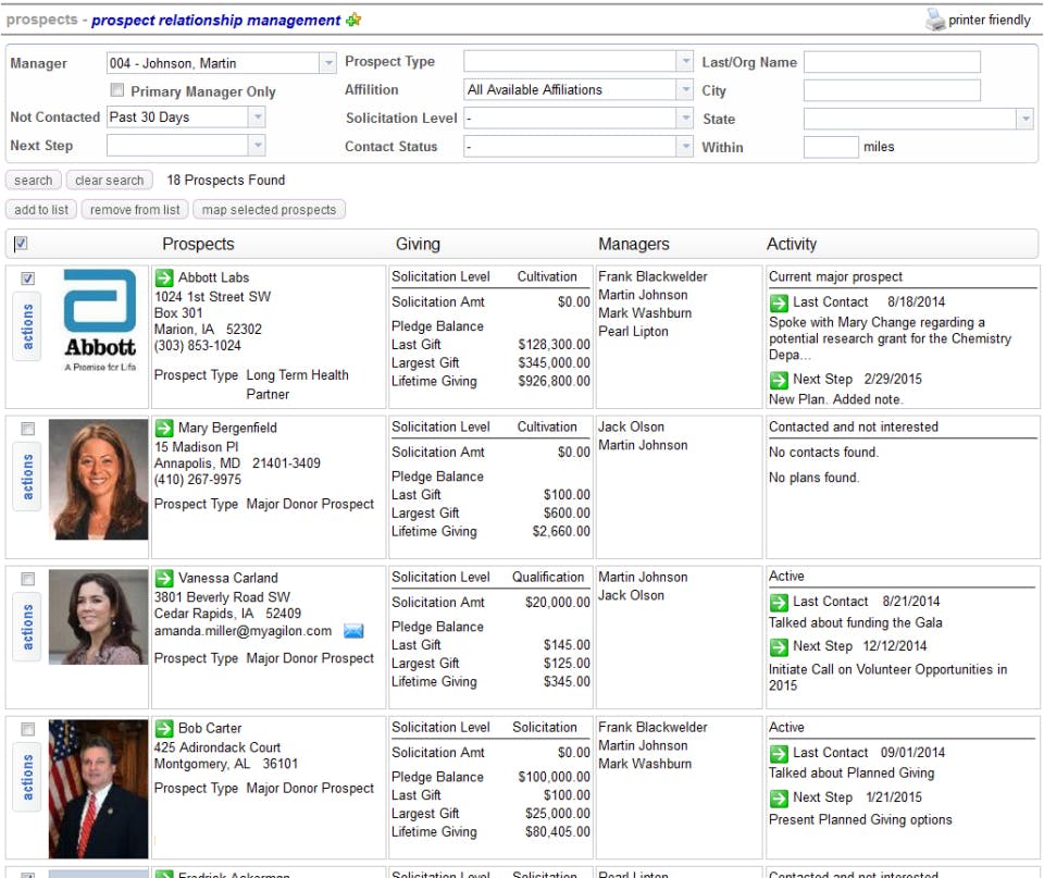 Agilon One Donor CRM Screenshot 4