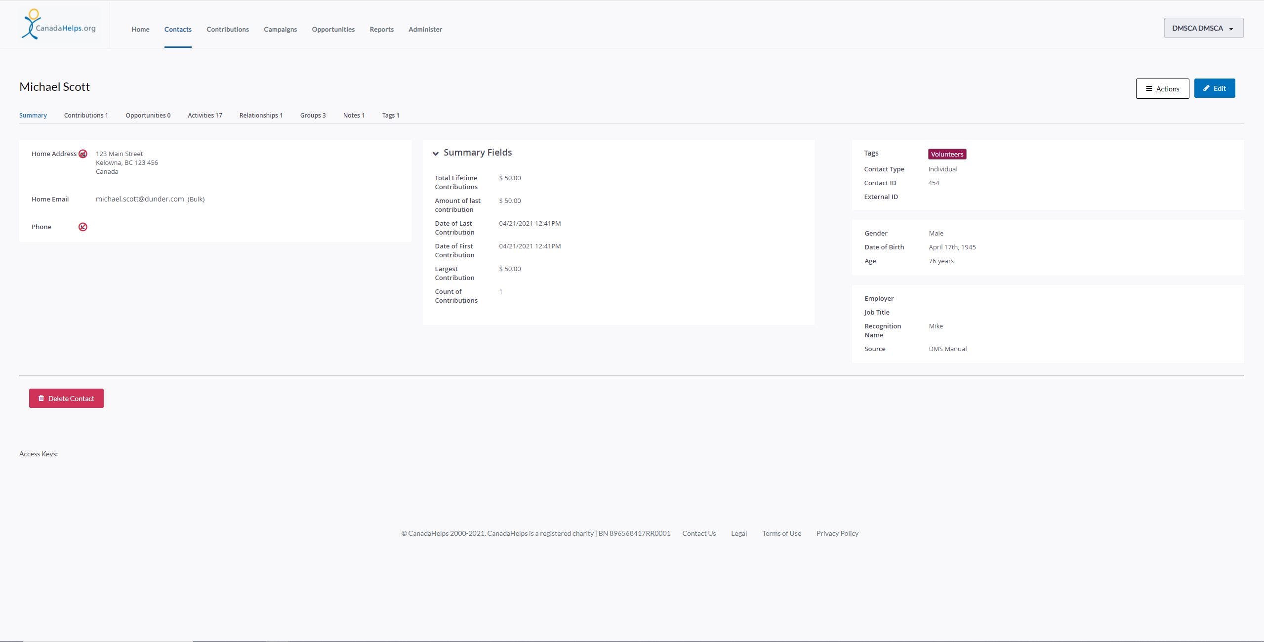 CanadaHelps Donor Management System Screenshot 3