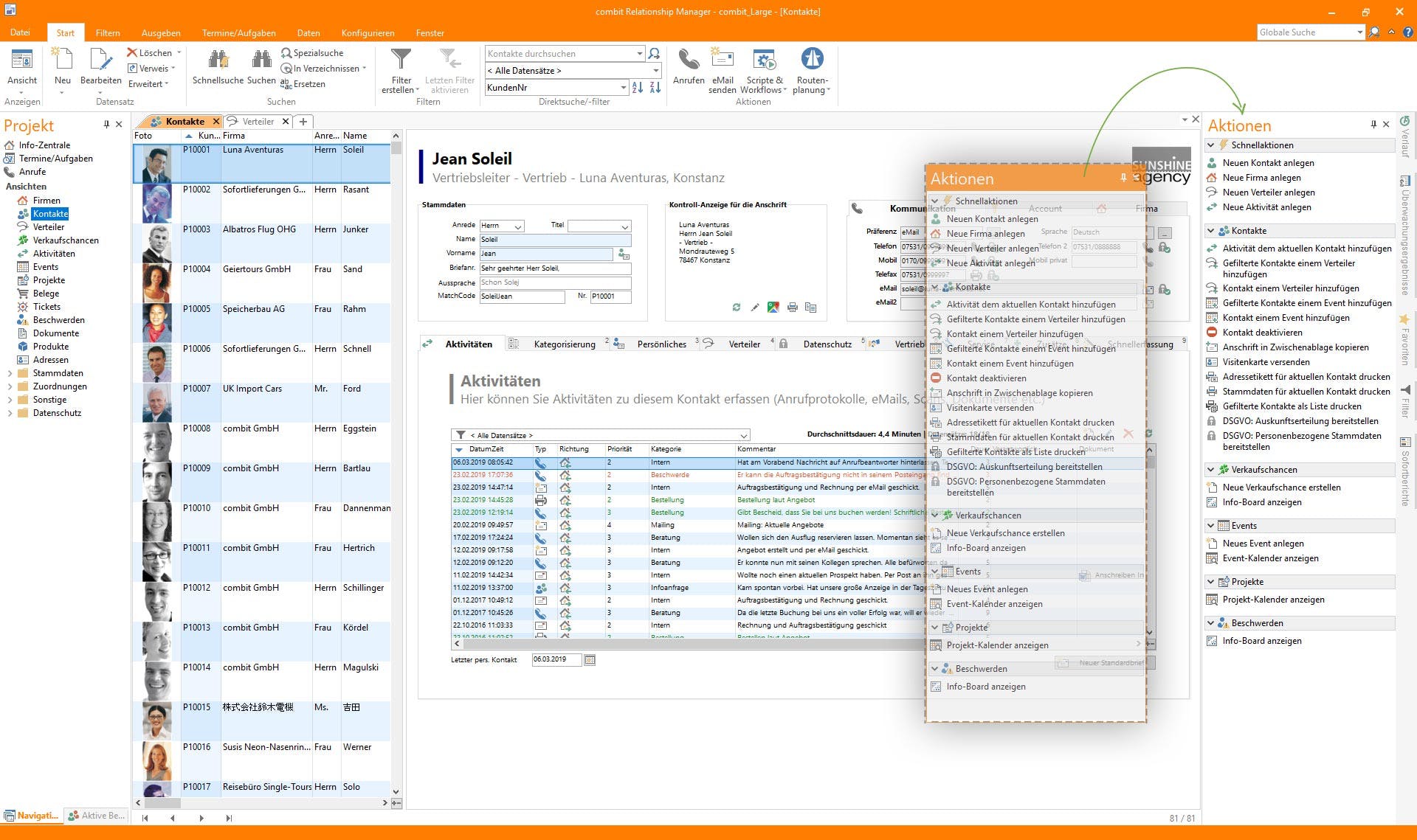 combit CRM Screenshot 2