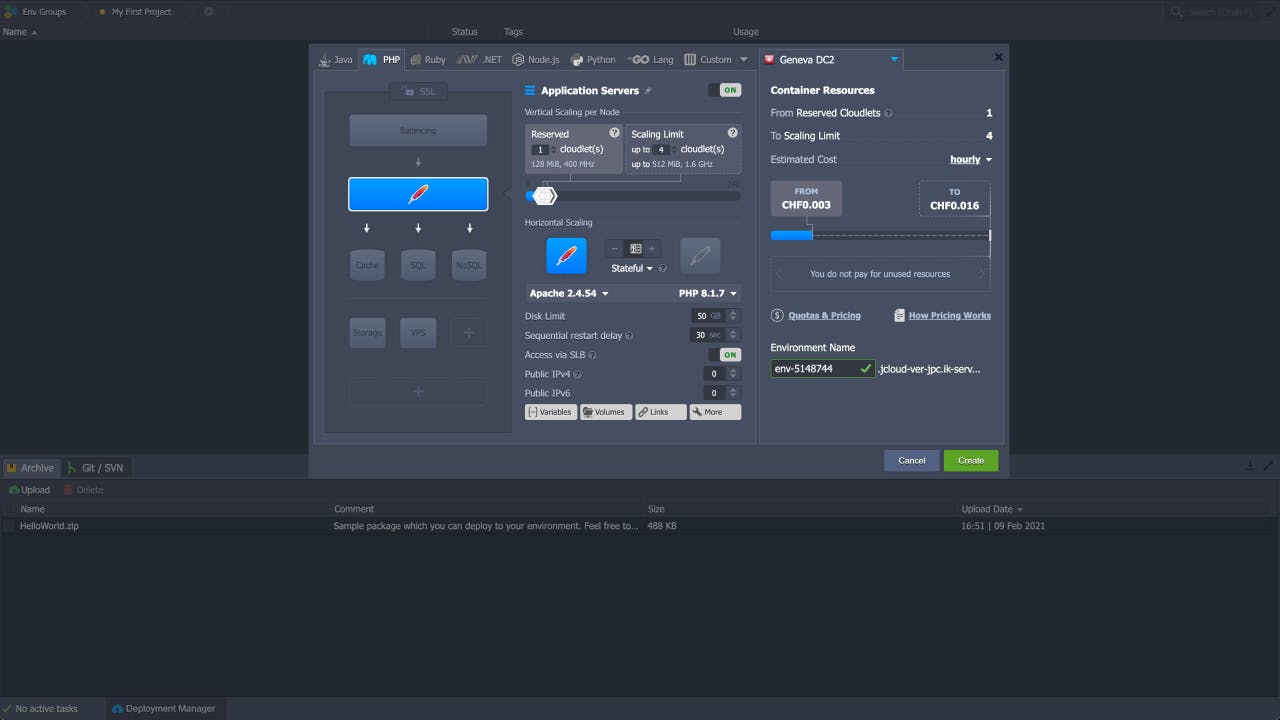 Jelastic Cloud Screenshot 2