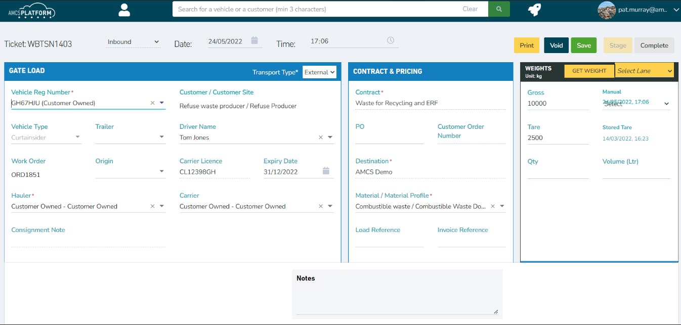 AMCS Screenshot 2
